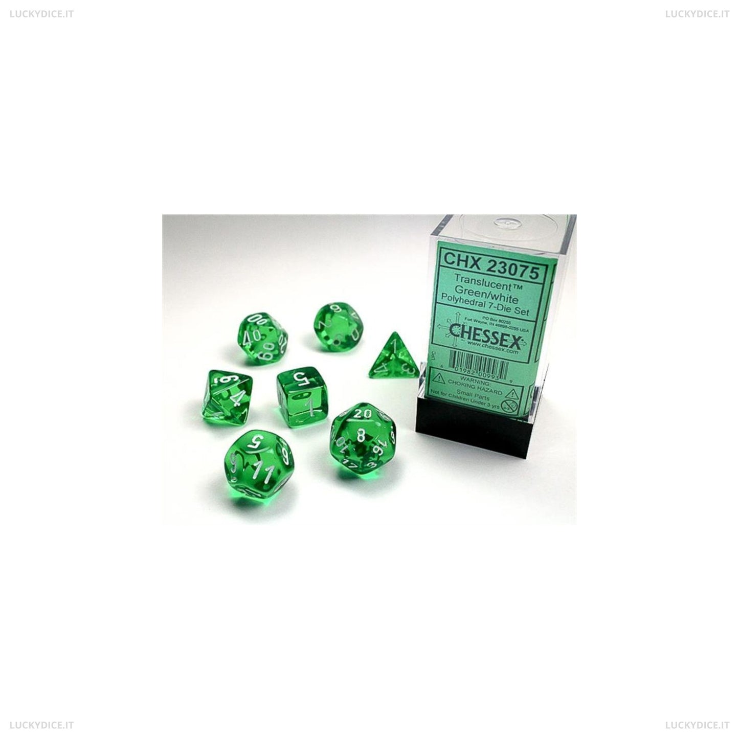 Set 7 Dadi Poliedrici - Green/White