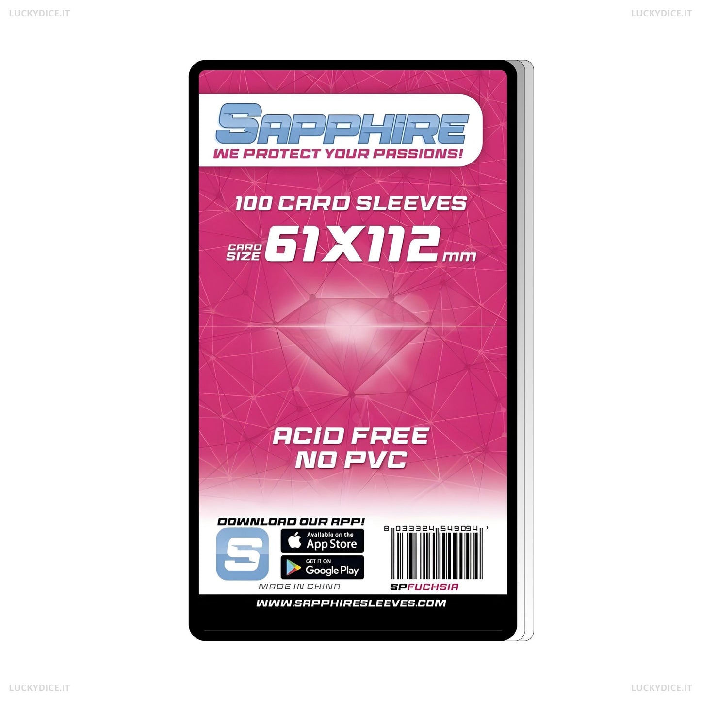 Sapphire Sleeves FUCHSIA - 100 Bustine Protettive 61x112mm