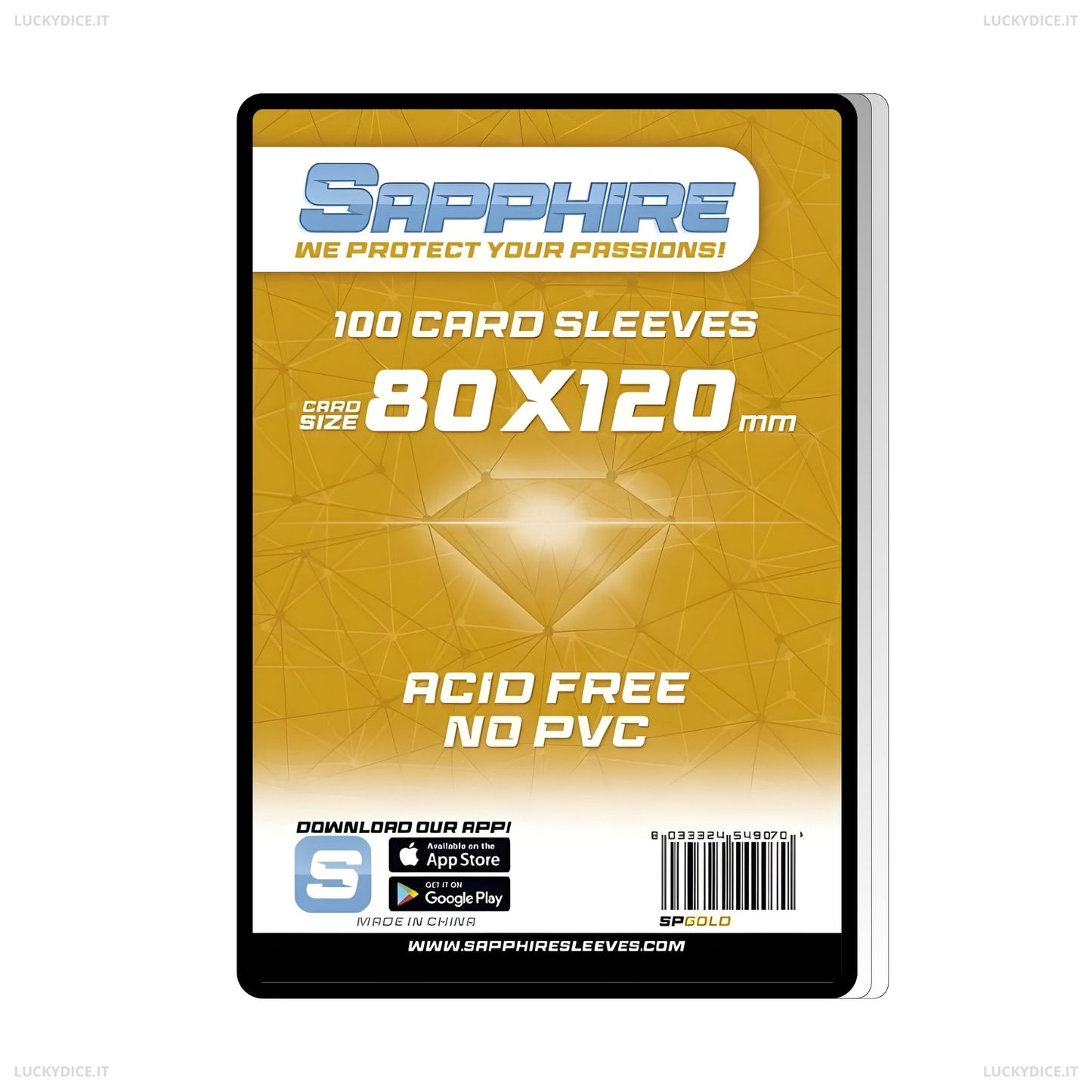 Sapphire Sleeves GOLD - 100 Bustine Protettive 80x120mm