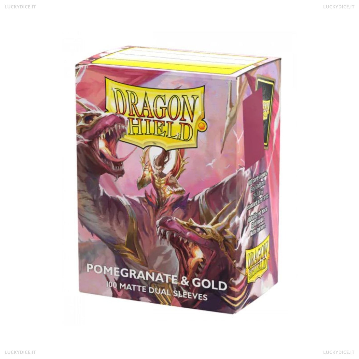 Bustine Standard Dragon Shield 100 Matte Dual Sleeves - SE Pomegranate/Gold