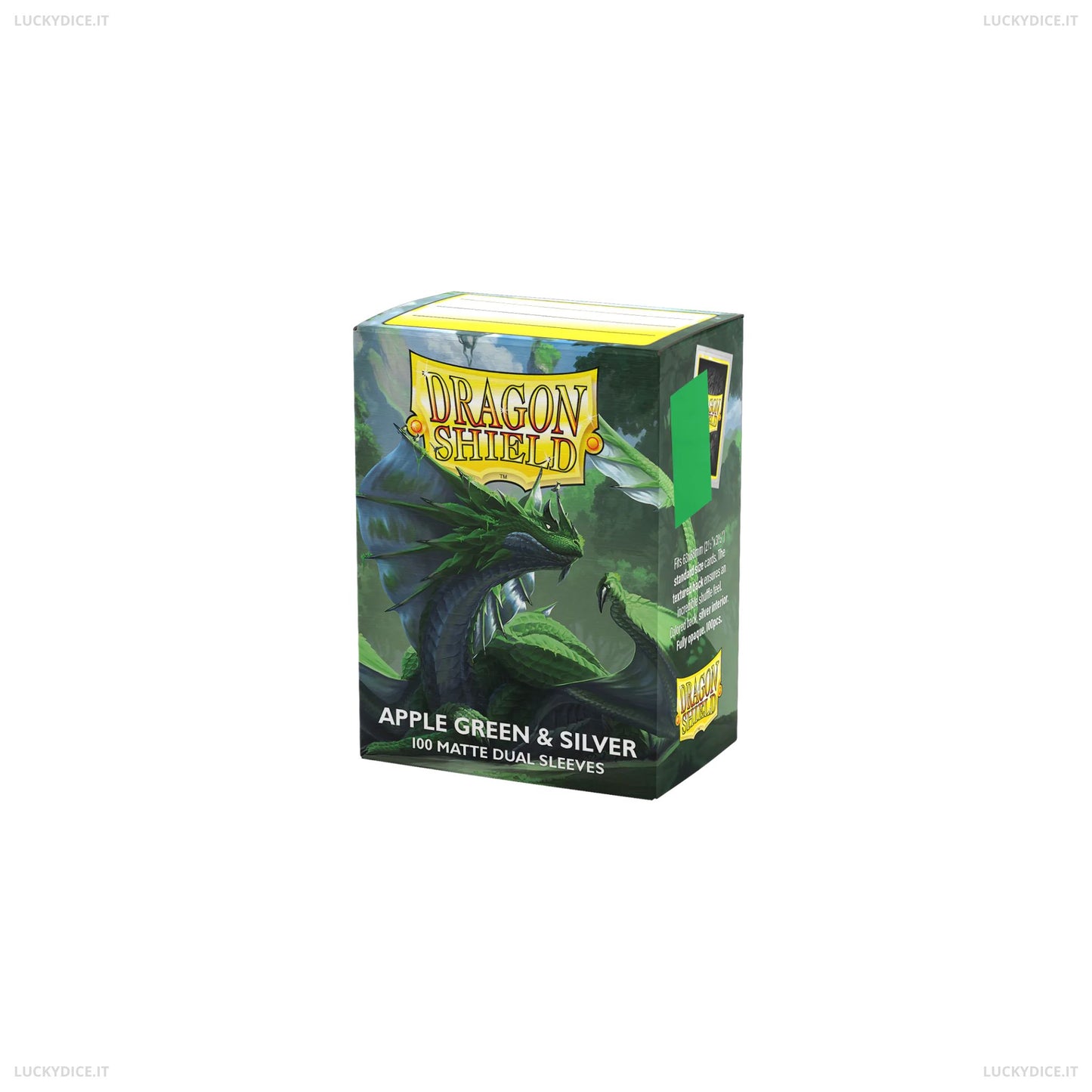 Bustine Standard Dragon Shield 100 Matte Dual Art Sleeves - Apple Green & Silver