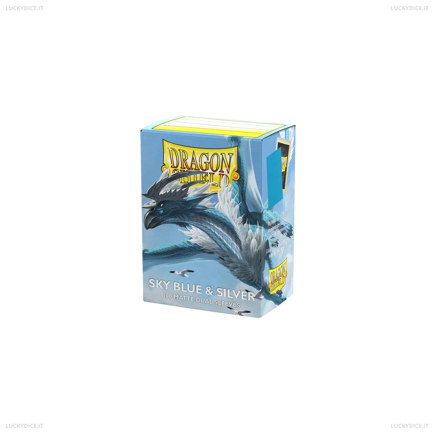 Bustine Standard Dragon Shield 100 Matte Dual Art Sleeves - Sky Blue & Silver