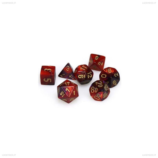 Set 7 Dadi Poliedrici Gemini - Purple-Red/Gold
