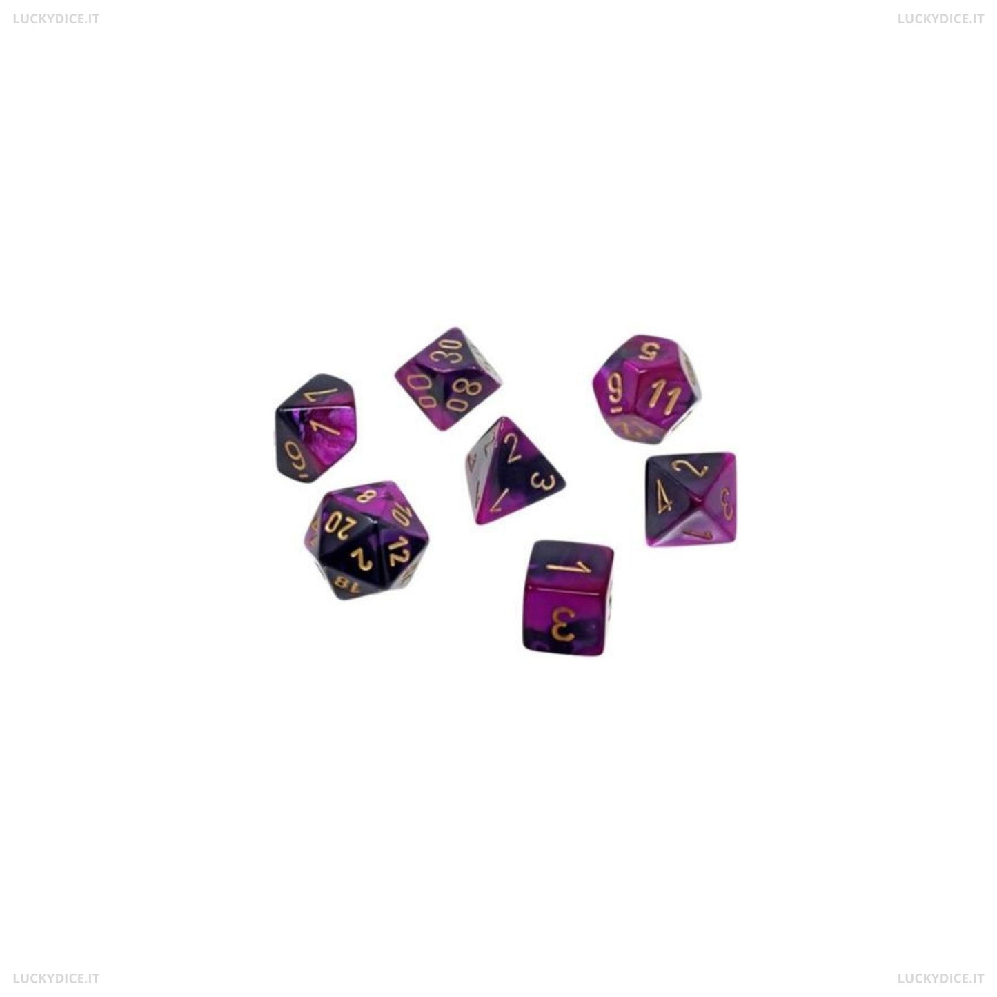 Set 7 Dadi Poliedrici Gemini - Black-Purple/Gold