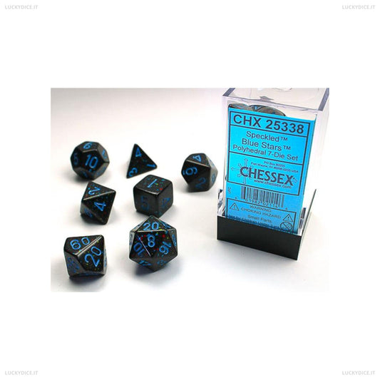 Set 7 Dadi Poliedrici Puntinati - Blue Stars
