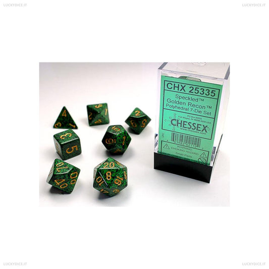 Set 7 Dadi Poliedrici Puntinati - Golden Recon