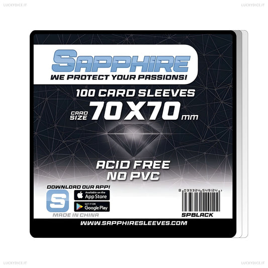 Sapphire Sleeves BLACK - 100 Bustine Protettive 70x70mm
