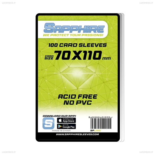 Sapphire Sleeves LIME - 100 Bustine Protettive 70x110mm