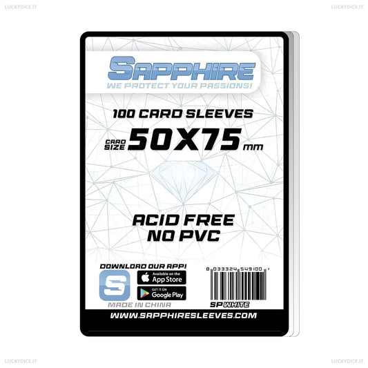 Sapphire Sleeves WHITE - 100 Bustine Protettive 50x75mm