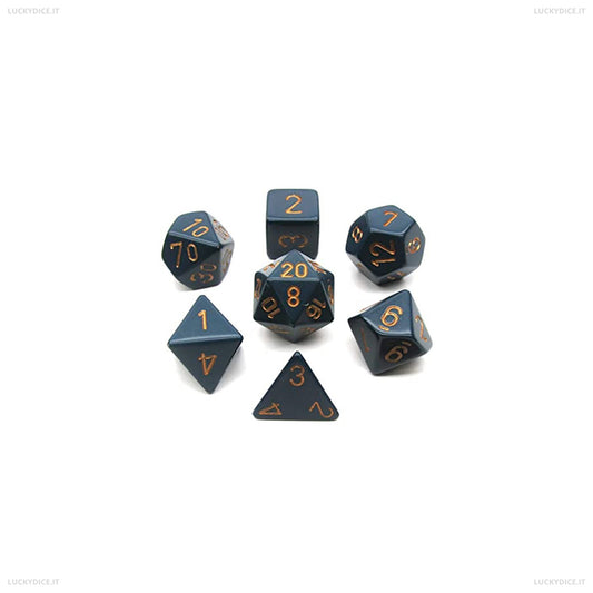 Set 7 Dadi Poliedrici Opaque - Dusty Blue/Copper