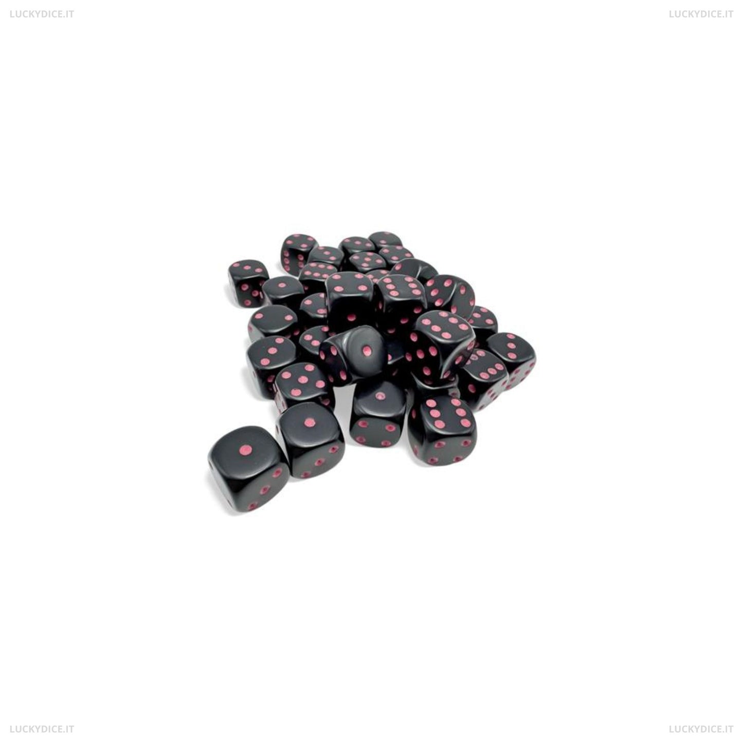Set 36 Dadi 6 Facce 12Mm Opachi - Black/Pink