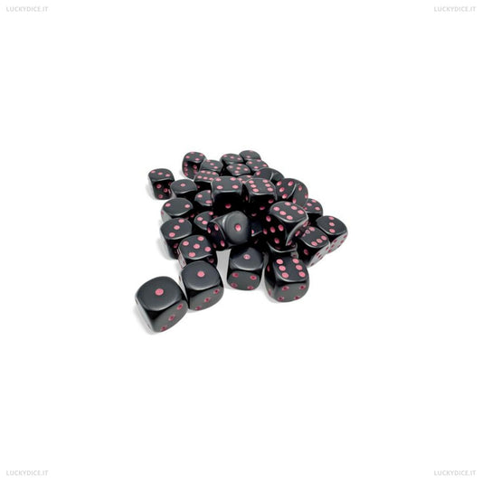 Set 36 Dadi 6 Facce 12Mm Opachi - Black/Pink