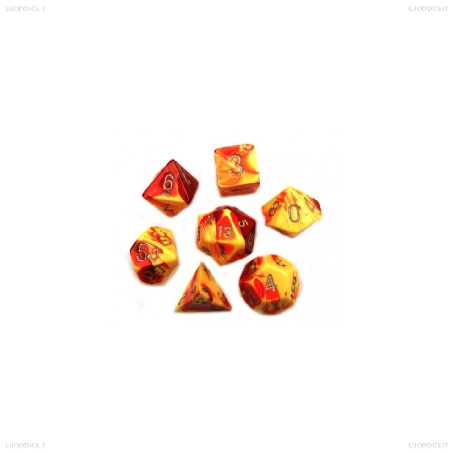 Set Dadi Poliedrici Gemini Red-Yellow W/Silver