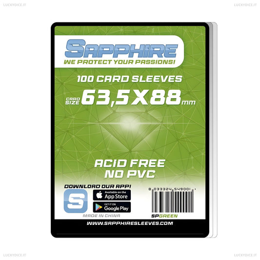 Sapphire Sleeves GREEN - 100 Bustine Protettive 63,5x88mm