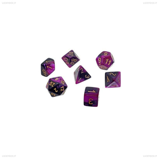 Set 7 Dadi Poliedrici Mini Gemini - Black-Purple/Gold