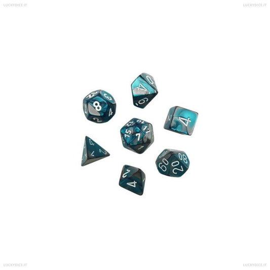 Set 7 Dadi Poliedrici Gemini - Steel-Teal/White