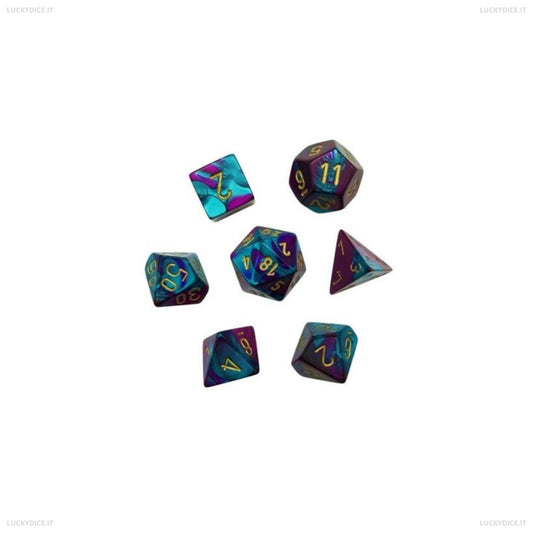 Set 7 Dadi Poliedrici Mini Gemini - Purple-Teal/Gold
