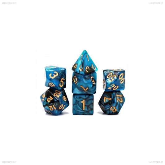 Set di 7 Dadi Pearl - Blueberry Black